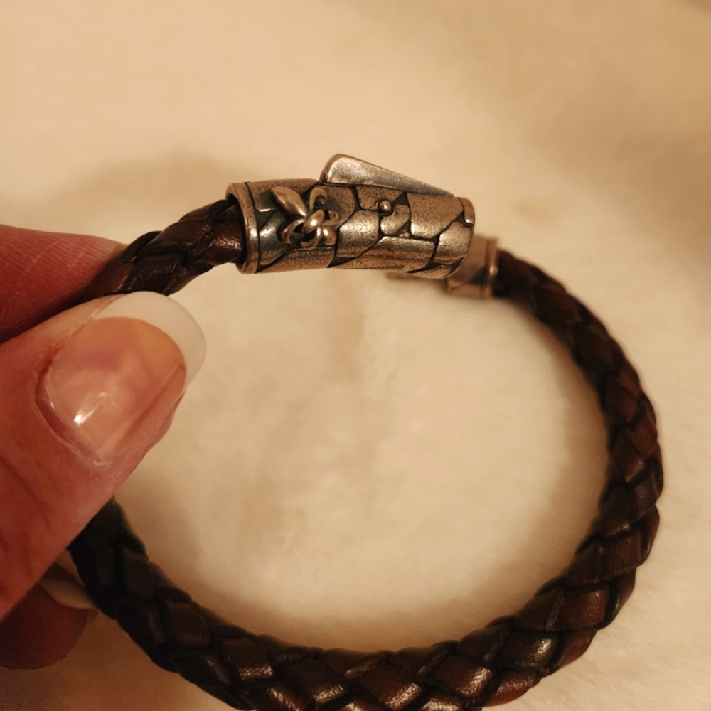 Phillip Gavriel Silver & rich Leather 8mm Bracelet. Perfect for Father's Day